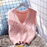 【幸福百货店*】 现货vest粉色清新马甲女背心宽松外穿早秋v领女士日系  新款 【0430IXU5B6qzg】
