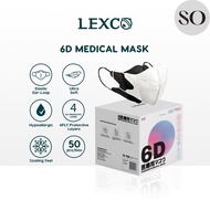 PELITUP MUKA 6D  | LEXCO 6D Premium 4ply Medical Face Mask [50’s/box] LEXCO-FaceMask6D | SO