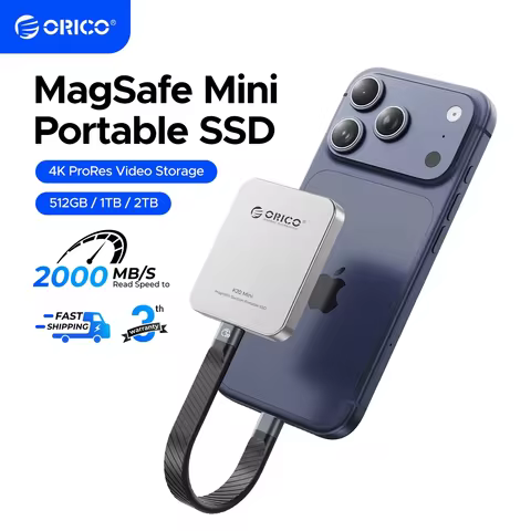 ORICO 1TB Magnetic External SSD, Aluminum Alloy, Up to 2000MB/s, 4K 120Hz ProRes HDR Record and Stor