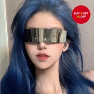 New futuristic rectangular cyberpunk sunglasses for men and women, featuring trendy and funky sci-fi