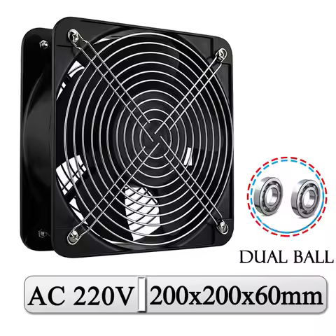 1Pcs Gdstime AC 220V Axial Fan 200mm 200x200x60mm Ball Industrial Cooling Fan 20cm Large Air Volume 
