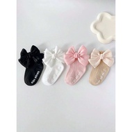 4 Pairs Baby Bow Soft Learning Step Anti Slip Floor Socks,Baby Ankle Socks Suitable for 0-24 Months,