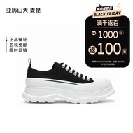 亚历山大.麦昆（ALEXANDER MCQUEEN）男鞋系带厚底增高休闲鞋帆布鞋 705660 W4MV2 1070黑色/白色 8/42
