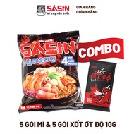 Combo 5 gói mì Sasin đặc biệt + 5 gói xốt ớt độ 10g BSET0103