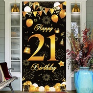 Birthday Decoration Banner 21st  for Men – Black Gold Door Sign