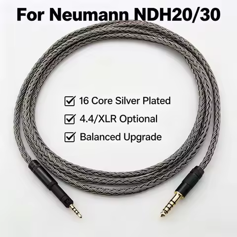 16 Core Silver Plated Upgrade Cable for Neumann NDH20 NDH30 Headphone Cord 4.4mm Balanced XLR 4 Pin 