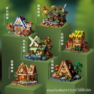 [LEGO building toy car] Forest log house building compatible with LEGO street scene blocks, handmade