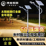Lampu jalan bertenaga solar 6 meter untuk halaman luar, lampu solar ultra-terang, projek luar bandar