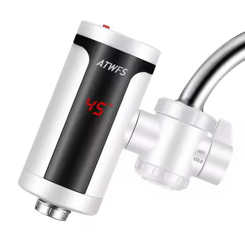 ATWFS 3300W Instant Hot Water Tap Electric Faucet Modern Instant Water Heating Faucet Kitchen Water 