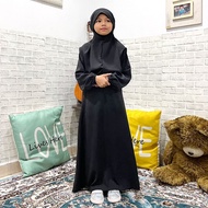 Jubah kids Hawa ironless umrah set tudung budak perempuan size 2 4 6 8 10 12 years