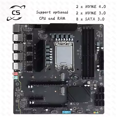 Z690 Motherboard NAS Bulid Low energy consumpton Support intel Processor M.2 NVME 8 Native SATA AV1 