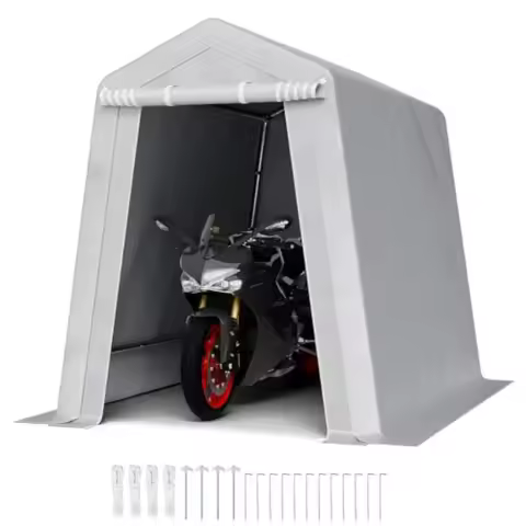 6x8x7 FT Portable Outdoor Storage Shed Heavy-Duty Waterproof Shelter with Roll-Up Zipper Door Vents 
