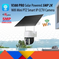 V380 PRO 5MP 2.5K Solar Battery Powered PTZ Wireless Wifi CCTV Camera