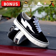 SEPATU AKNA OS BLACK WHITE Aerostreet Comfy Putih - Sepatu Slip On Slop Casual Sneaker Pria Wanita S
