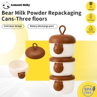 LemonU Baby Milk Powder Container 3 Layer Stacker BPA Free Bekas Susu Storage Box