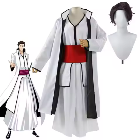 Anime Aizen Sousuke Cosplay Kimono Set Hueco Mundo Arrancar Costumes Halloween Carnival Aizen's Wig