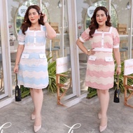 [XL-7XL] Lace Dress 2 Colors Blue Pink Bigsize Dress. | Flower Label Work