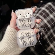 Silver Bow Airpods4 Earphone Case i12 i11 i13 Cartoon Transparent Embossed 1 2 3 Bluetooth gen gen1 