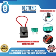 MOTORCYCLE LIGHTNING FUSE HOLDER with 30A STANDARD BLADE FUSE 1-32V, WATERPROOF