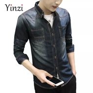 1206Yinzi 2023 Musim Luruh Baru Lelaki Jaket Denim Fesyen Jean Jaket Slim Baju Lengan Panjang Denim Denim untuk Lelaki