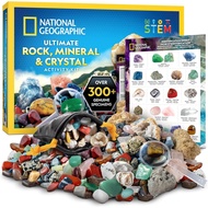 National Geographic Rock Collection Box for Kids – 300+ Piece Gemstones and Crystals Set Includes Ge