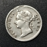Straits Settlement Queen Victoria 5 Cent Silver Coin 1901