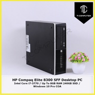 HP Compaq Elite 8300 SFF Intel Core i7-3770 3.4Ghz up to 8GB RAM 240GB SSD Refurbished Desktop PC