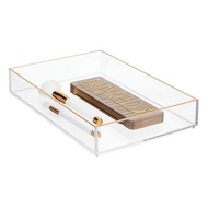 mDesign Wide Makeup Organizer Tray for Bathroom Drawers, Vanity, Countertop - Storage Bins for Makeu