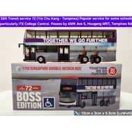 1:110 scale Singapore CDGE Double Decker bus with Wheelchair advertisement, service 72