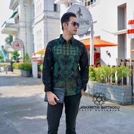 Kemeja batik pria lengan panjang slimfit katun premium brahma mewah