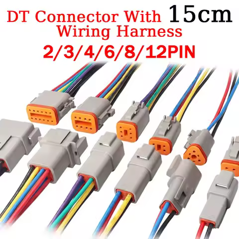 DT Waterproof Automotive Connector With 15cm Wiring DT06-2S/DT04-2P 3P 4P 6P 8P 12P Male Female Plug