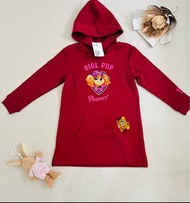 全新H&M專櫃正品 女童裝 暗紅色 美國旺旺隊卡通圖案 秋冬 棉質舒適 長袖 連帽長版T恤 帽t  口袋洋裝 連身衣