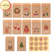 LadyHome 48Pcs Christmas Kraft Paper Bags Xmas Favor Candy Cookie Gift Wrapping Bags sg