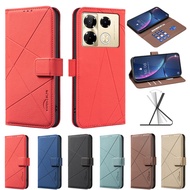 Lines Embossing Wallet Phone Case For Infinix Smart 10 Hot 60 Pro+ Note 50 40 Pro+ Flip Cover With C
