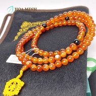 Chuỗi 108 hạt vòng chuỗi mã não đỏ cam 8 li An Nhiên | Hoa Minh Gem