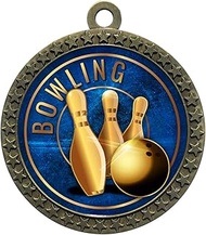 Express Medals 1 to 50 Packs Bowling Gold Medal Trophy Award with Neck Ribbon D212-EG14