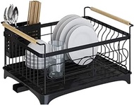 Space Saving Dish Rack Dish Drying Rack Kitchen Washing Holder Basket Plated Iron Kitchen Knife Sink Dish Drainer Drying Rack Storage Organizer Dish Drying Rack (Color : Black, Size : A)