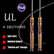 1.4M 4Sections FUJI Ultral Light Fishing Rod Spinning Rod Baitcasting Rod Protable Travel Rod UL Fishing Rod Flexible Prawn Rod