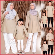 🌹SET FAMILY SAND KHAKIS🌹 Set Sedondon Kurta Ayah &amp; Anak Lelaki Blouse Ibu &amp; Anak Perempuan Set Keluarga Baju Plus Size