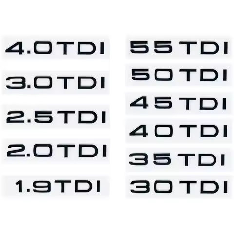 Glossy Black Trunk Emblem Sticker for Audi A1/A3/A4/A5/A6/A7/A8/Q2/Q3/Q5/Q7/Q8 - 1.9/2.0/2.5/3.0/4.0