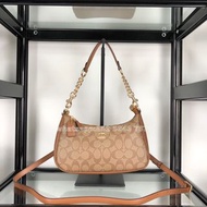🎀Brand New Free Shipping💙Coach CA548 斜孭袋 PVC配皮革｜Color 卡其色+啡色｜Size 尺吋 24x13x7 cm💙配件全齊適合送禮 嚴格檢測貨品絕對完美 