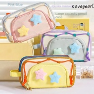 NOVAGEAR​ Korean Pencil Case, Desktop Storage 7 Multilayer Y2K Star Stationery Bag, Cloth Pen Bag La