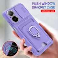 Realme Note60 NarzoN63 Wallet Card Slot Stand Holder Slide Camera Cover TPU Phone Case For Realme Na