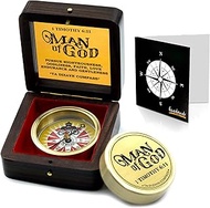 Brass Compass Man of God 1 Timothy 6:11, Unique Pastor Appreciation Gifts for Men, Christian Gifts f