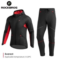 ROCKBROS Cycling Jersey Set Winter Autumn Long Sleeve Thermal Fleece Coat MTB Road Bike Windproof Bicycle Clothing Suits
