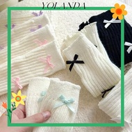 YOLAN Knitted Sock, Acrylic Bow Children's Sock Covers, Knitted Warm Leg Socks