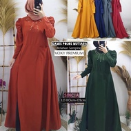 westylisfashion Gamis Jumbo Kerah Mutiara Lengan Puffy ( Real Pick ) Gamis Jumbo Mutiara Terbaru Ld