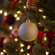 Christmas Bauble Glitter Bauble with Hanging Cap Christmas Baubles Shatterproof Ornament Lightweight
