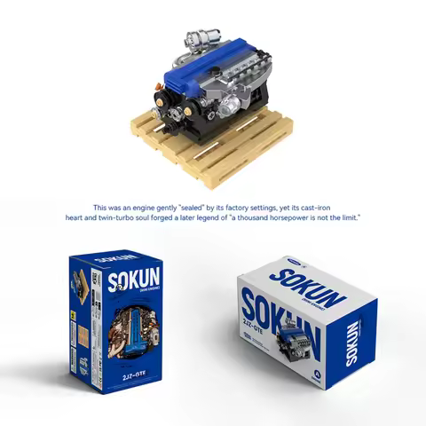 248pcs 2JZ-GTE Mini Engine Building Blocks PB8869A Technical Supercar SOKUN Vehicle Engine Ornament