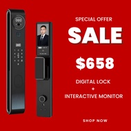 Digital Door Lock 9 in 1 palm + face + fingerprint interactive monitor cctv